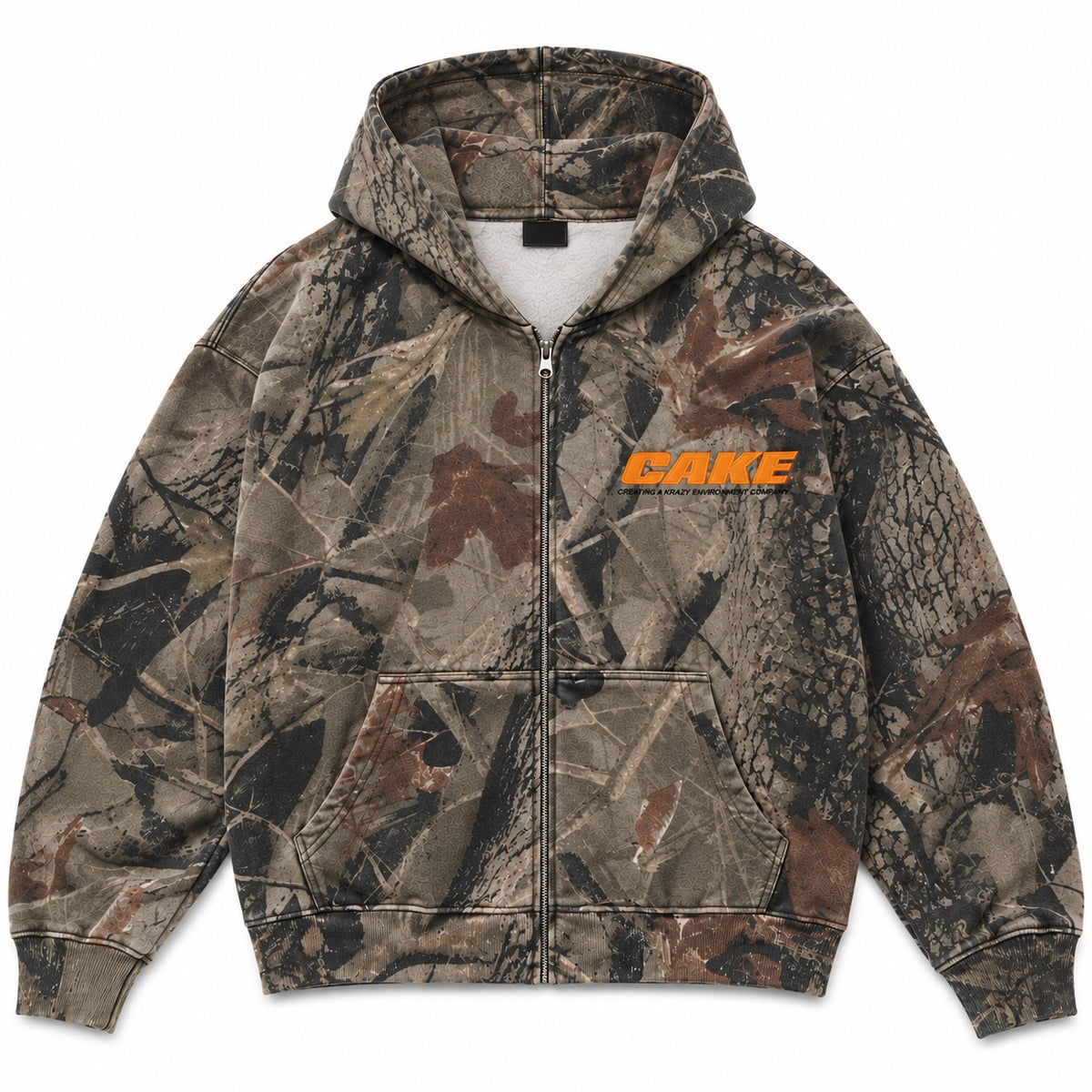 CAKE CAMO ZIP HOODIE flat lay